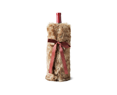 Merry Moments Faux Fur Wine Bag