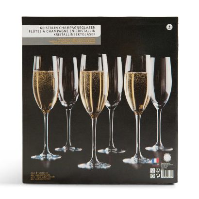 Flûtes à champagne en cristal, 6 pcs