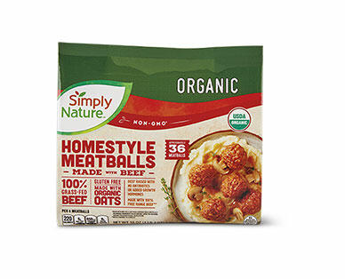 Simply Nature Homestyle or Italian Organic Grass-Fed Gluten Free Meatballs
