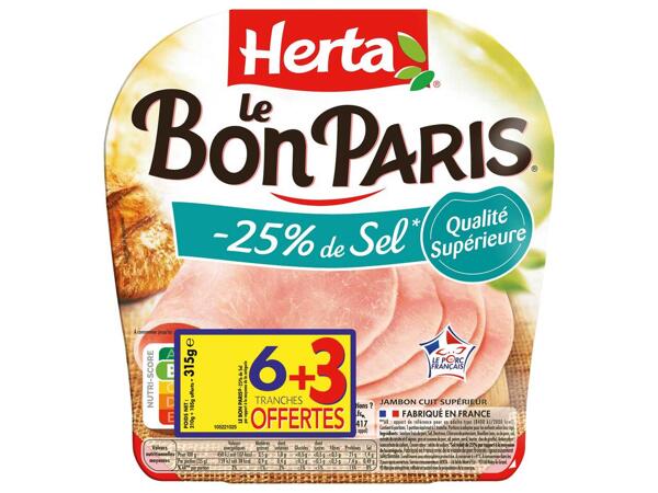 Herta jambon Le bon Paris -25 % sel
