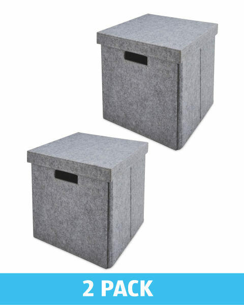 Grey Felt Storage Cube 2 Pack