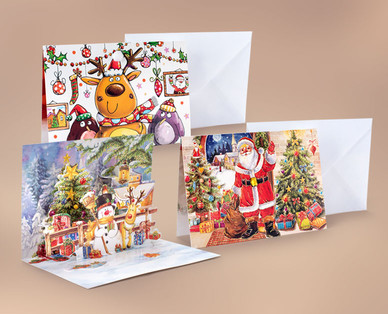 Weihnachtskarten mit Pop-up-Effekt, 3-teilig