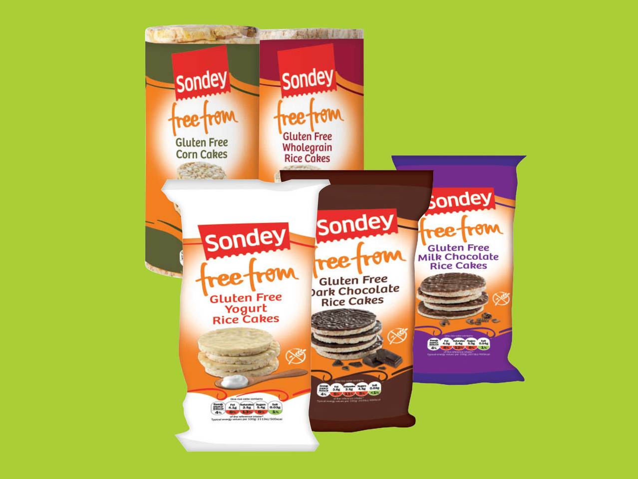 SONDEY FREE FROM(R) Gluten Free Coated/ Unsalted Rice Cakes/ Corn Cakes