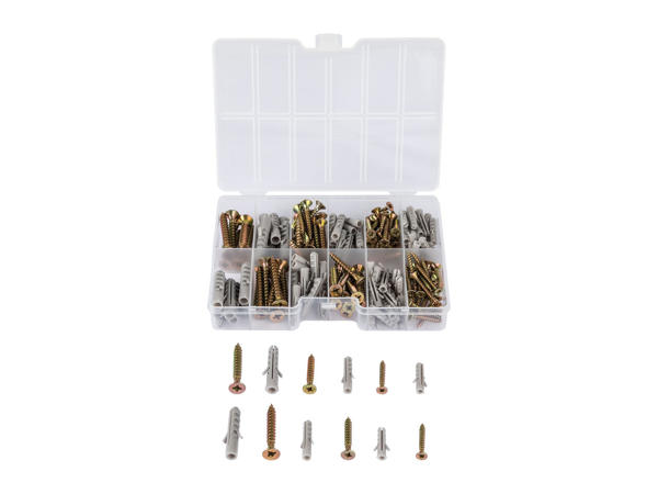 Powerfix Profi Assorted Cable Clips, Chipboard Screws and Wall Plugs or Pictures Hooks
