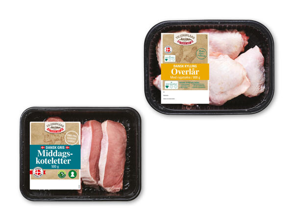 Danske kyllingeoverlår med ryg eller middagskoteletter