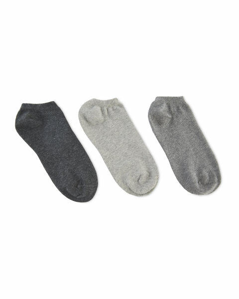 Kids' Grey 3 Pack Trainer Socks