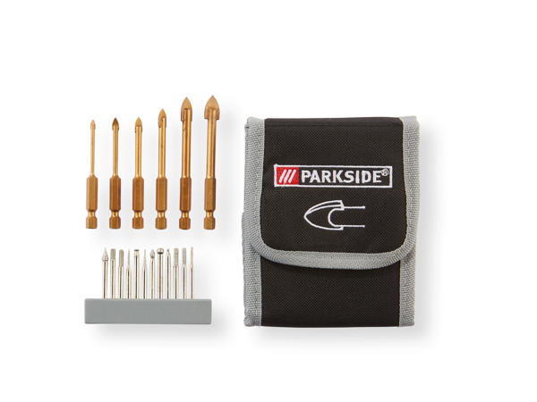 'Parkside(R)' Set de brocas / puntas y llaves de vaso / limas y brocas para vidrio y baldosas