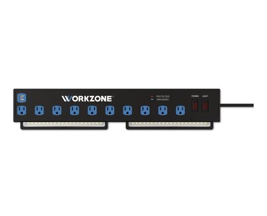 WORKZONE 
 10-Outlet Power Station with USB Ports and LED Lights