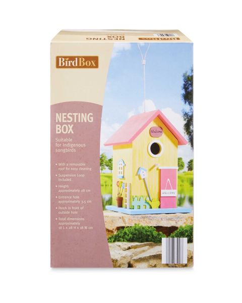 Bird Box Yellow/Pink Nesting Box