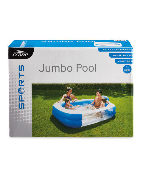 CRANE Jumbo Rectangular Water Sports Paddling Pool 2.02mx1.51mx46cm/60cm 370L 