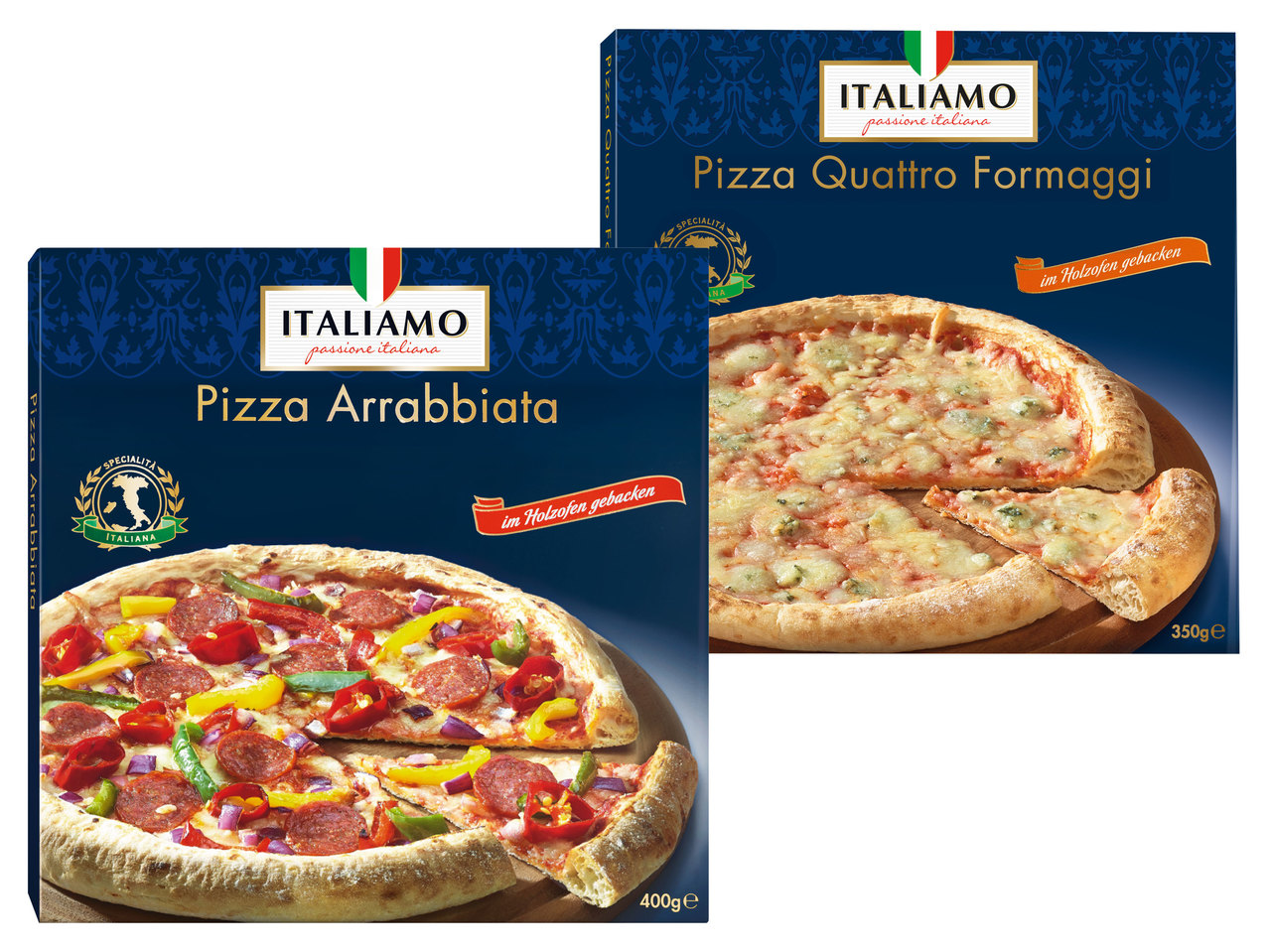 ITALIAMO Pizza Arrabbiata oder Quattro Formaggi