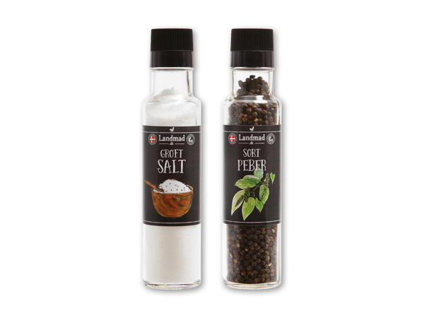 Landmad salt med krydderi eller salt- og peberkværn