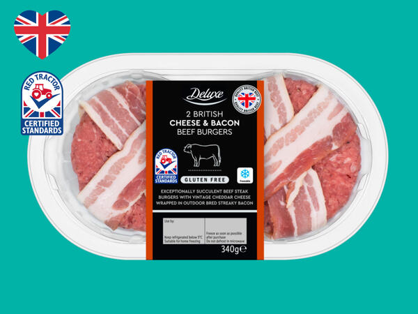 Deluxe 2 Cheese & Bacon British Beef Burgers