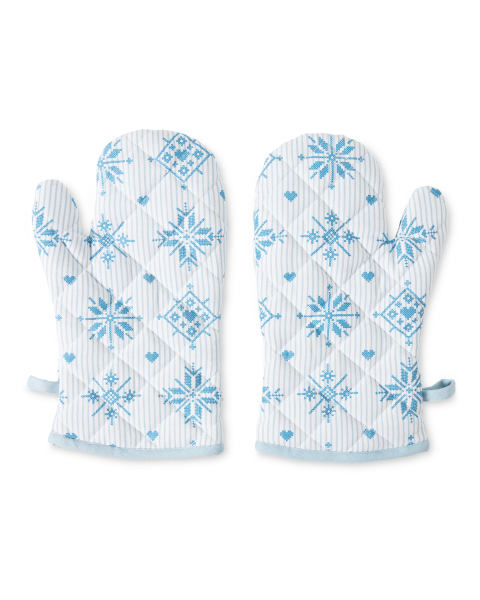 Blue Snowflake Christmas Oven Glove