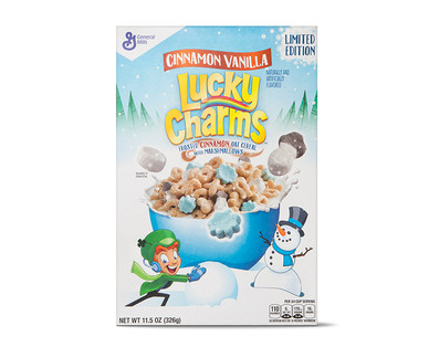 General Mills Cinnamon Vanilla Lucky Charms or Hot Cocoa Cocoa Puffs