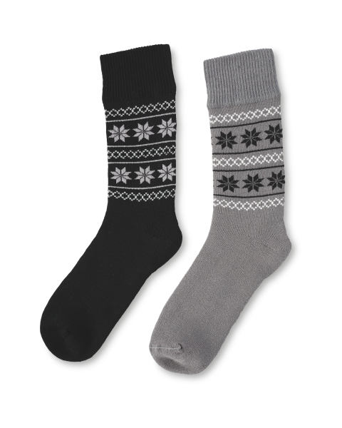 Black & Dark Grey Fair Isle Socks