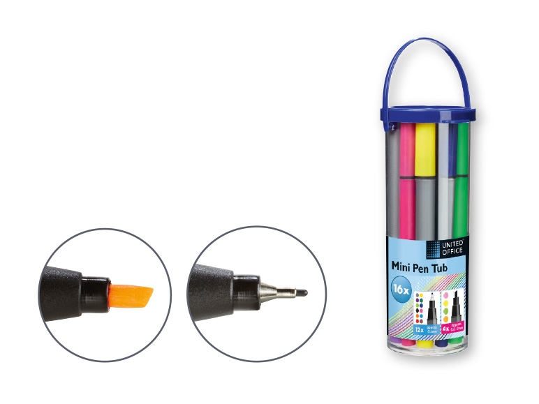 United Office Fineliner/ Highlighter Set Mini Pen Tub
