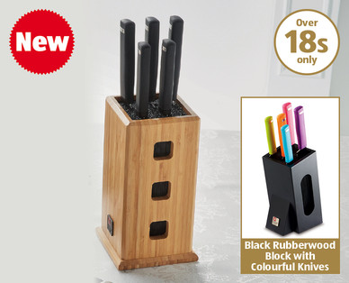 Soft Touch 5 Piece Knife Block with Spaghetti Rods