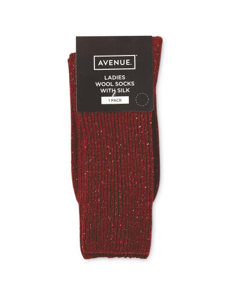 Bordeaux Rib Wool-Socks