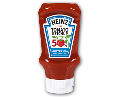 HEINZ Tomato Ketchup con il 50 % in meno di zucchero e sale
