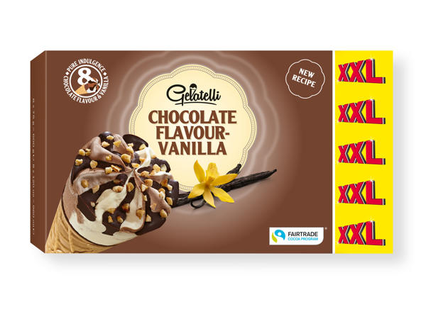 'Gelatelli(R)' Conos de chocolate y vainilla