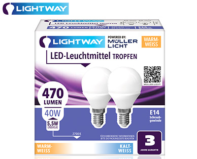 LIGHTWAY LED Leuchtmittel, nicht dimmbar, 2er-Set