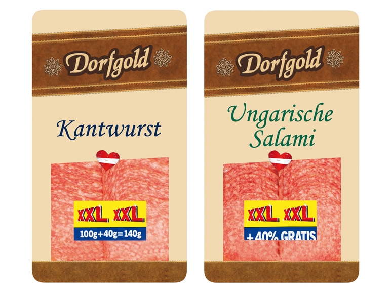 DORFGOLD Kantwurst/Ungarische Salami 100 g + 40 g gratis
