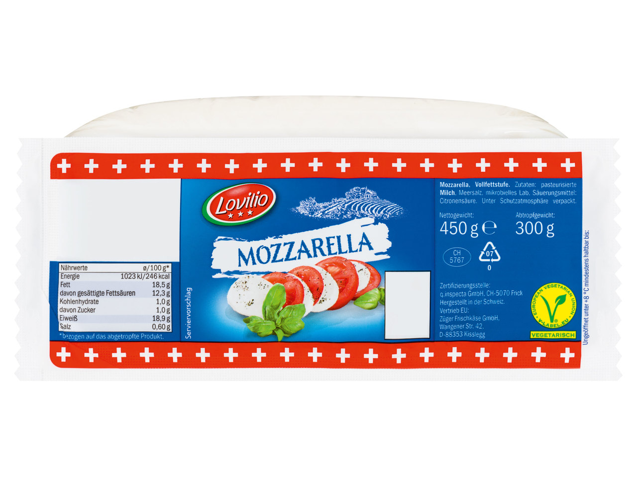 LOVILIO Mozzarella-Stange 300 g