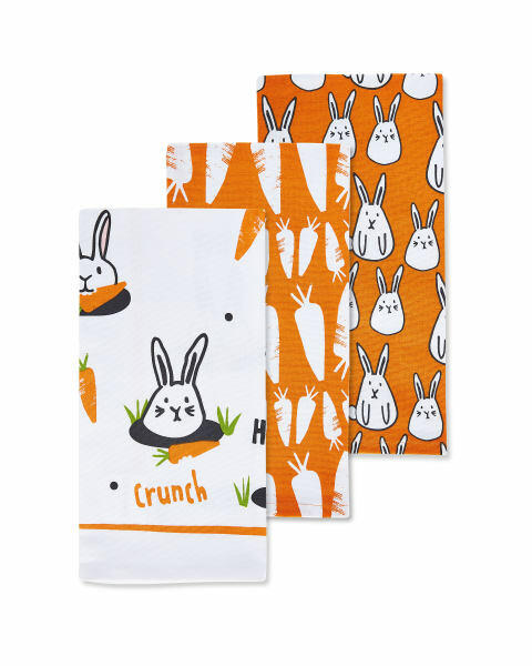 Bunny Carrots Tea Towels 3 Pack