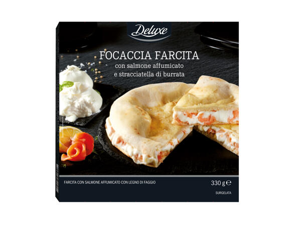 Focaccia with Salmon, Mozzarella and Stracciatella