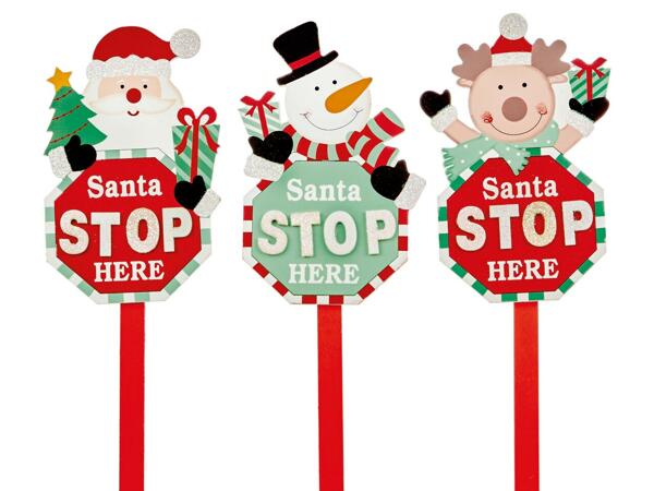 Premier 68cm Santa Stop Here Sign (Santa/Snowman/Reindeer)