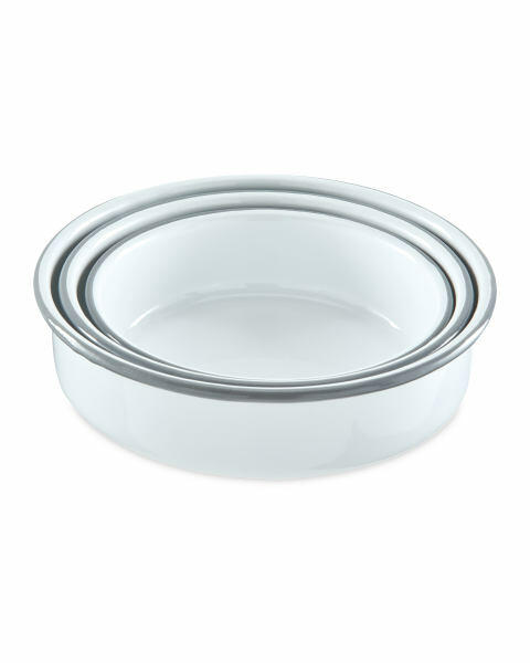 Grey Round Enamel Bakeware 3PK
