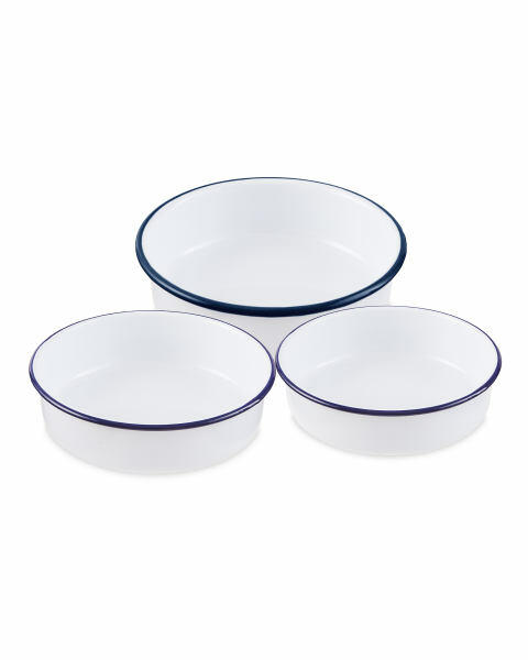 Blue Round Small Oven Dishes 3 Pack