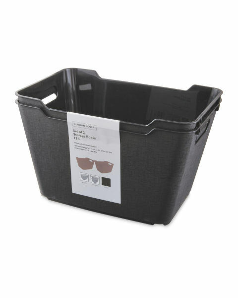 Black Matt 12L Storage Box 2 Pack