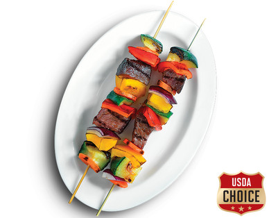 Fresh USDA Choice Beef Kabobs With Vegetables