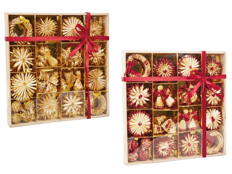 Set ornamente din paie pentru Crăciun, 4 modele