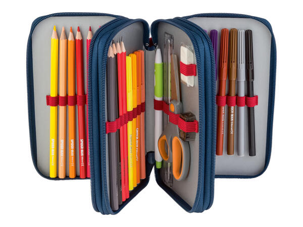 Pencil Case with 3 Zips - "Minions, Frozen, Spiderman, Spirit"