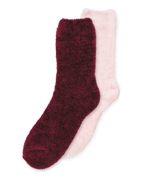 4-8 Ladies Red Chenille Socks
