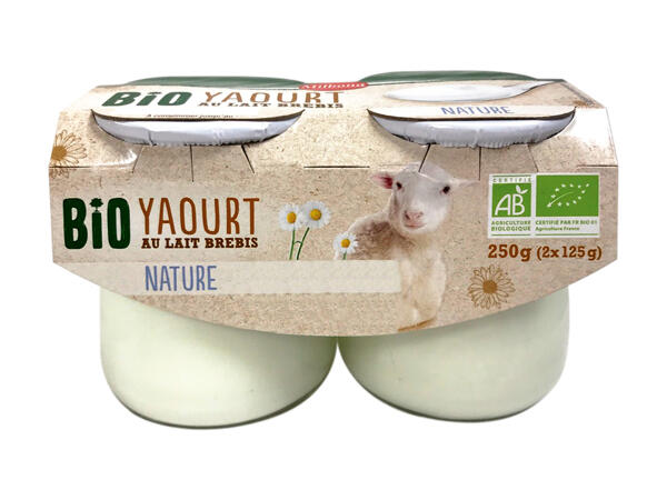2 yaourts nature au lait de brebis Bio