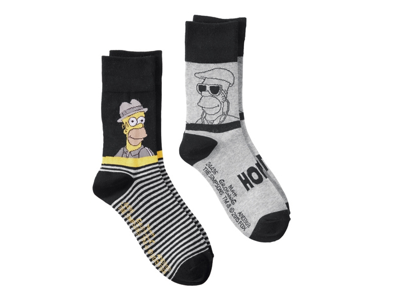 Men's Socks, "Looney Tunes, Garfield, Homer Simpson", 2 pairs