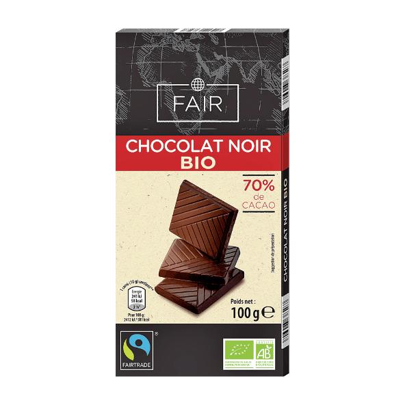 Chocolat noir Bio certifié Fairtrade