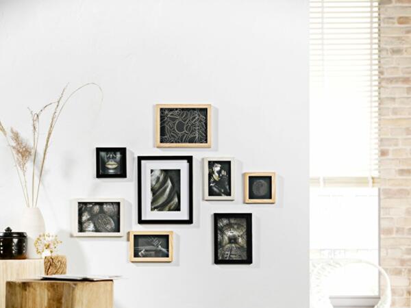 Set de marco de fotos negro, blanco y madera