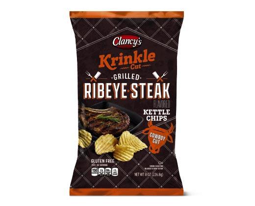 Clancy's 
 Grilled Ribeye Steak or Kentucky Smoked Bourbon Krinkle Cut Kettle Chips