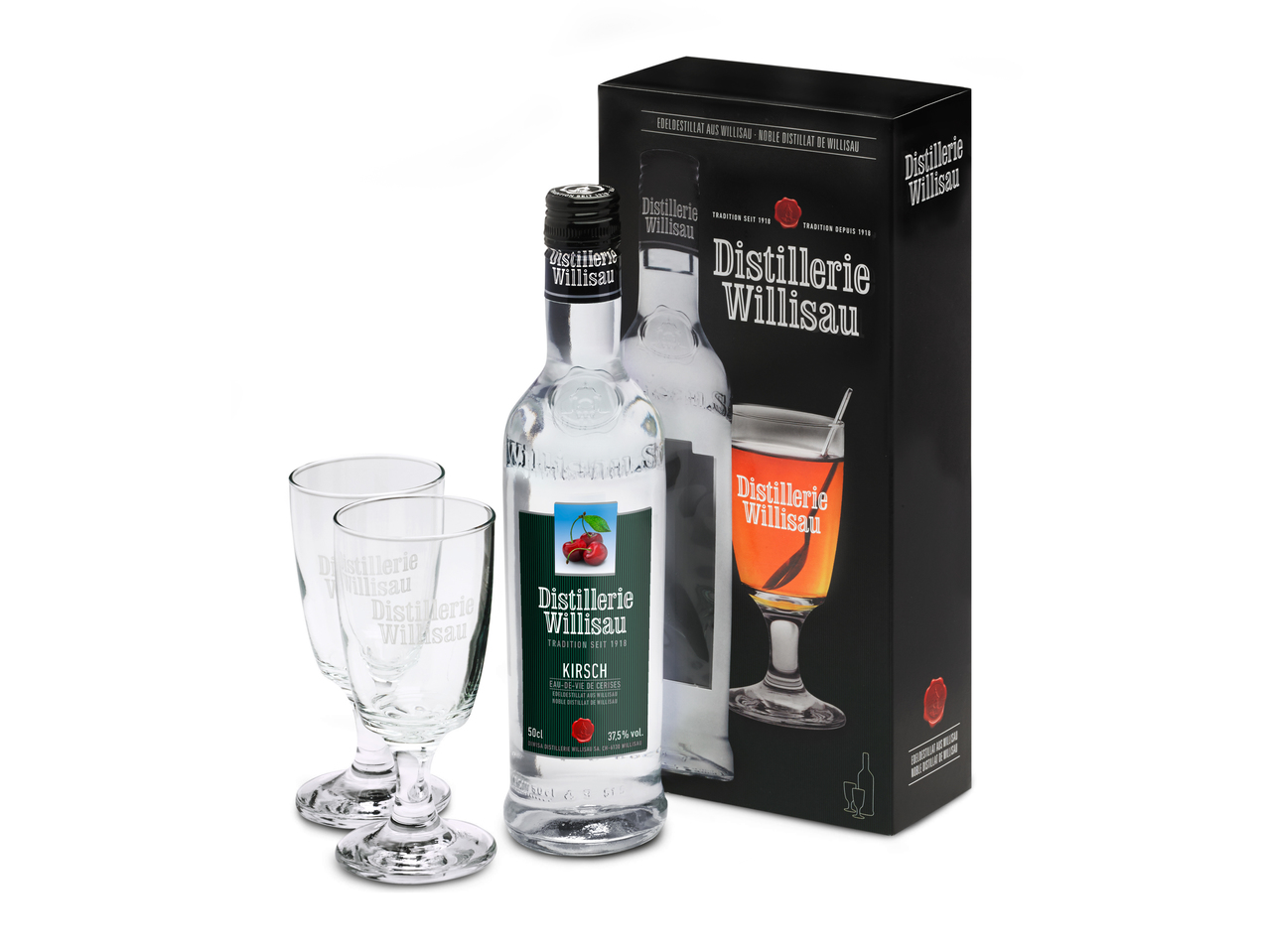 Willisauer Kirsch set con 2 bicchieri