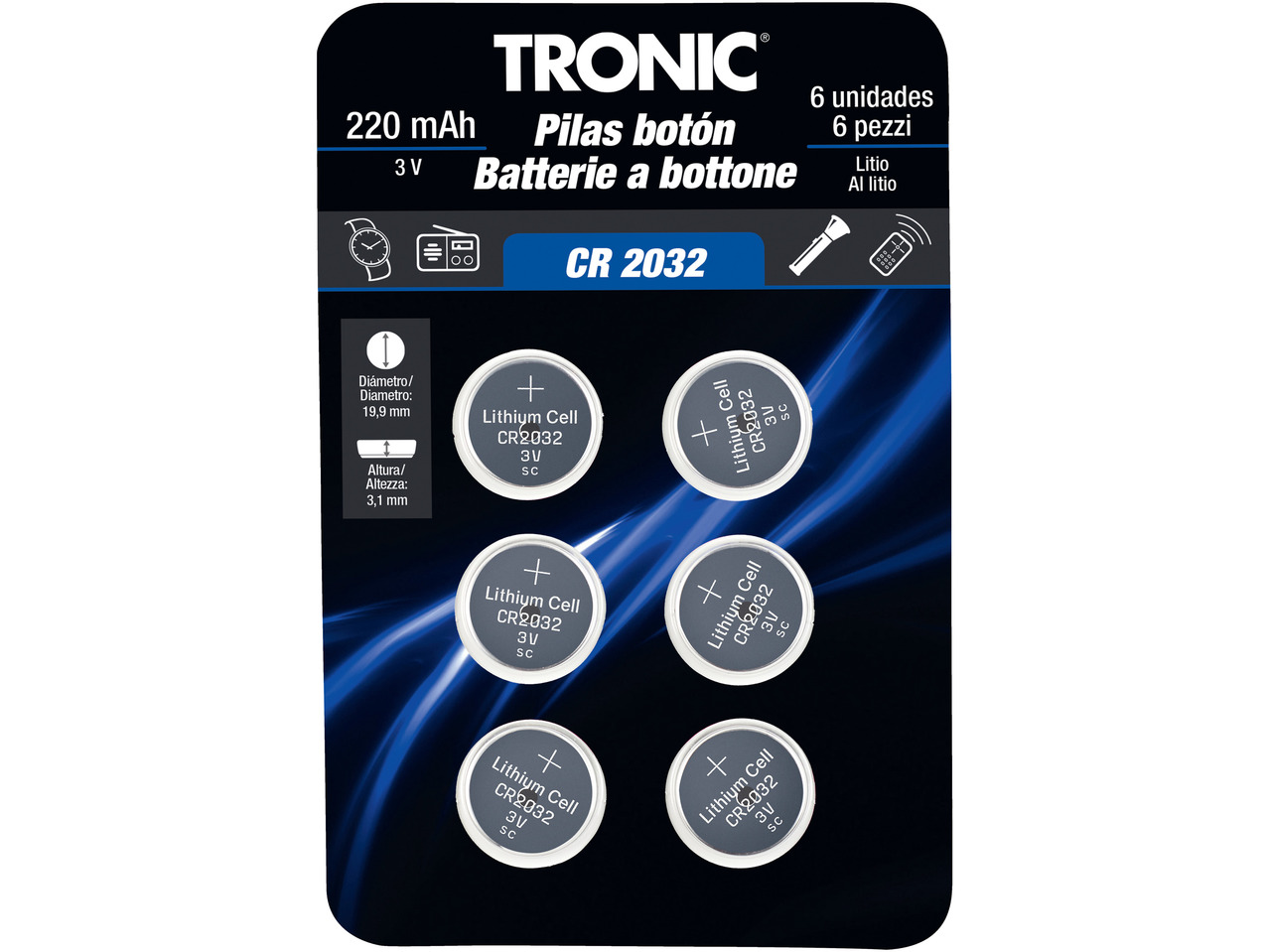 TRONIC(R) Knapcellebatterier 6-pak
