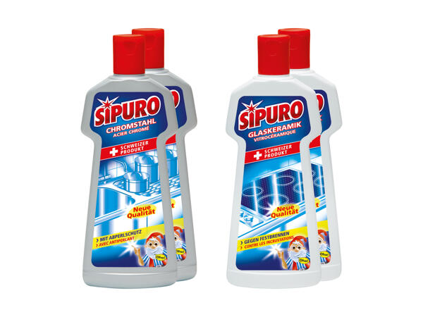 Nettoyant pour acier chromé/vitrocéramique Sipuro – duo pack