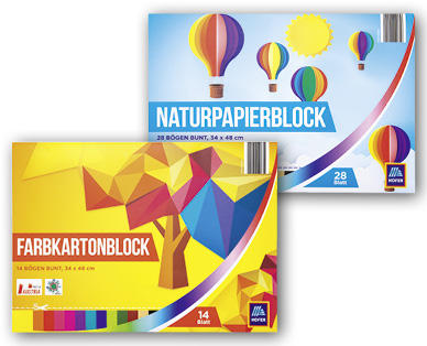 Bloc de papier naturel/cartonné de couleur