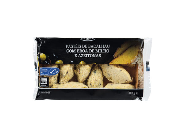 Deluxe(R) Pastéis de Bacalhau com Broa de Milho e Azeitonas para Forno