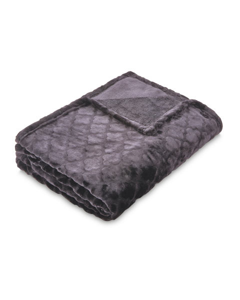 Geo Black Embossed Flannel Blanket