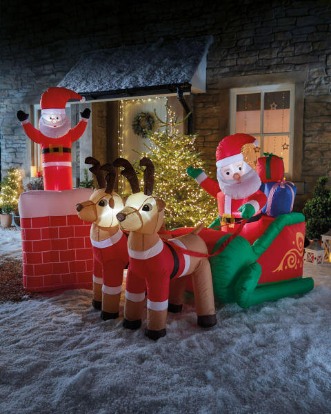 1.8m Inflatable Santa & Reindeer